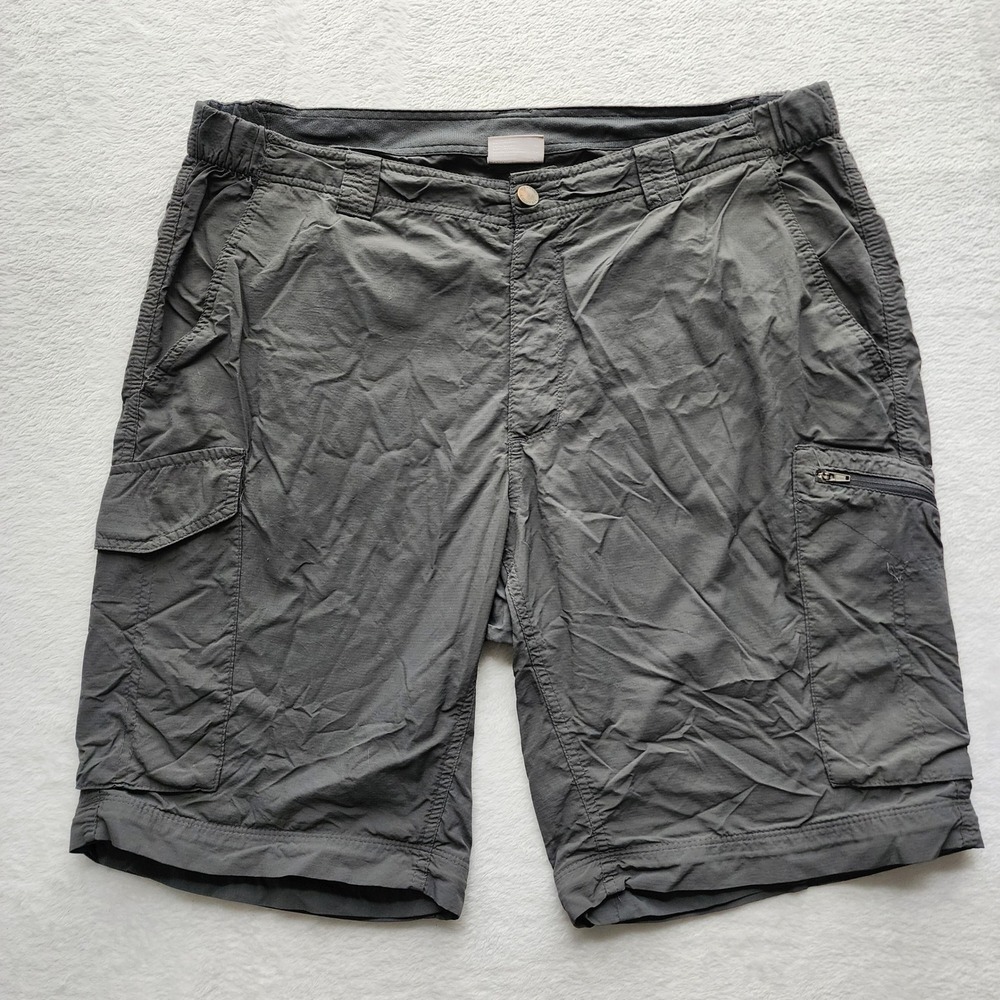 Columbia Silver Ridge Cargo Shorts Mens 38 Waist Gray Nylon Hiking Outdoor Trail